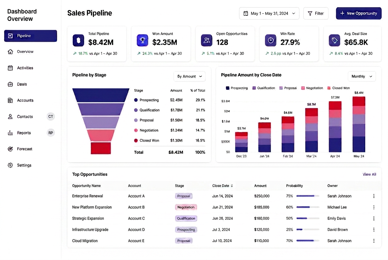 Sales performance and pipeline coverage Tableau data solution